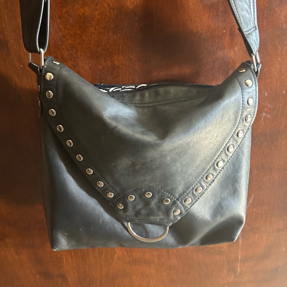 Elegant Black Studded Crossbody Bag